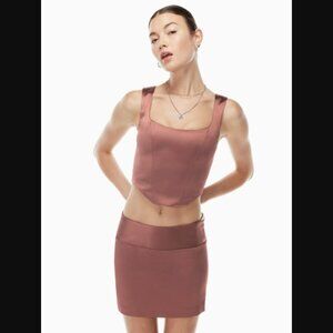 Aritzia Sunday Best Pink Satin Shiloh Bustier Corset Sleeveless Crop Tank $78.00